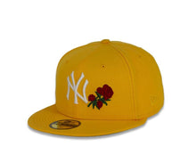 Load image into Gallery viewer, New York Yankees New Era MLB 59Fifty 5950 Fitted Cap Hat Gold Crown/Visor White Logo with Rose 1999 World Series Side Patch Gray UV