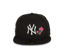 Load image into Gallery viewer, New York Yankees New Era MLB 59Fifty 5950 Fitted Cap Hat Black Crown/Visor White Logo with Roses 1998 World Series Side Patch Pink UV