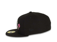 Load image into Gallery viewer, New York Yankees New Era MLB 59Fifty 5950 Fitted Cap Hat Black Crown/Visor White Logo with Roses 1998 World Series Side Patch Pink UV
