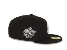Load image into Gallery viewer, New York Yankees New Era MLB 59Fifty 5950 Fitted Cap Hat Black Crown/Visor White Logo with Roses 1998 World Series Side Patch Pink UV