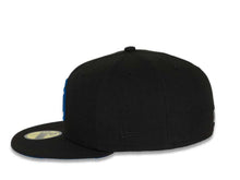 Load image into Gallery viewer, San Diego Padres New Era MLB 59FIFTY 5950 Fitted Cap Hat Black Crown/Visor Royal Blue Logo 50th Anniversary Side Patch