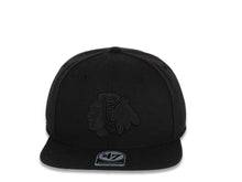 Load image into Gallery viewer, Chicago Blackhawks '47 NHL Snapback Cap Hat All Black Crown/Visor Black Logo