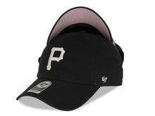 Load image into Gallery viewer, Pittsburgh Pirates '47 MLB Clean Up Adjustable Cap Hat Black Crown/Visor White Logo Pink UV