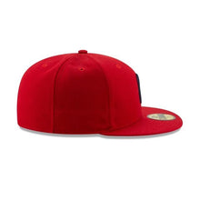Load image into Gallery viewer, Cleveland Indians New Era MLB 59FIFTY 5950 Fitted Cap Hat Red Crown/Visor Navy "C" Logo
