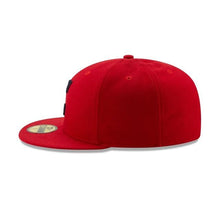 Load image into Gallery viewer, Cleveland Indians New Era MLB 59FIFTY 5950 Fitted Cap Hat Red Crown/Visor Navy "C" Logo