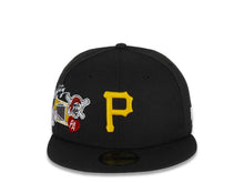 Load image into Gallery viewer, Pittsburgh Pirates New Era MLB 59FIFTY 5950 Fitted Cap Hat Team Color Black Crown/Visor Yellow Logo City Cluster