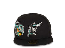 Load image into Gallery viewer, Florida Marlins New Era MLB 59FIFTY 5950 Fitted Cap Hat Black Crown/Visor Team Color Logo City Cluster
