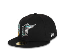 Load image into Gallery viewer, Florida Marlins New Era MLB 59FIFTY 5950 Fitted Cap Hat Black Crown/Visor Team Color Logo City Cluster
