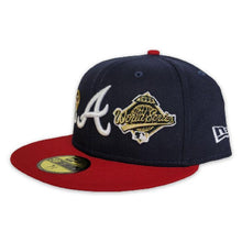 Load image into Gallery viewer, Atlanta Braves New Era MLB 59FIFTY 5950 Fitted Cap Hat Team Color Navy Crown Red Visor White Logo Count the Ring
