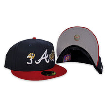 Load image into Gallery viewer, Atlanta Braves New Era MLB 59FIFTY 5950 Fitted Cap Hat Team Color Navy Crown Red Visor White Logo Count the Ring