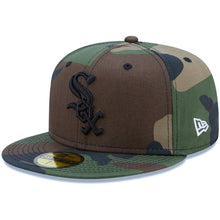 Load image into Gallery viewer, Chicago White Sox New Era MLB 59FIFTY 5950 Cap Hat Camo Crown/Visor Black Logo 2005 World Series Side Patch Bright Orange UV
