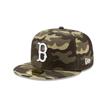 Load image into Gallery viewer, Boston Red Sox New Era MLB 59FIFTY 5950 Fitted Cap Hat Camo Crown/Visor White./Black Logo (Armed Forces Day 2020)