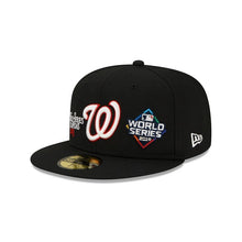 Load image into Gallery viewer, Washington Nationals New Era MLB 59FIFTY 5950 Fitted Cap Hat Black Crown/Visor Team Color Logo Champions Patches