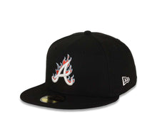 Load image into Gallery viewer, Atlanta Braves New Era MLB 59FIFTY 5950 Fitted Cap Hat Black Crown/Visor White Logo (Team Fire Flame)