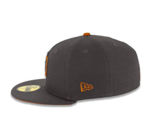 Load image into Gallery viewer, San Diego Padres New Era MLB 59FIFTY 5950 Fitted Cap Hat Dark Gray Crown/Visor Metallic Black/Metallic Copper Logo 1998 World Series Side Patch