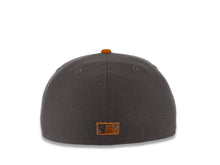 Load image into Gallery viewer, San Diego Padres New Era MLB 59FIFTY 5950 Fitted Cap Hat Dark Gray Crown/Visor Metallic Black/Metallic Copper Logo 1998 World Series Side Patch
