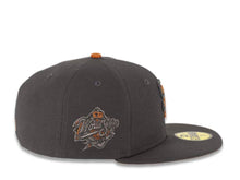 Load image into Gallery viewer, San Diego Padres New Era MLB 59FIFTY 5950 Fitted Cap Hat Dark Gray Crown/Visor Metallic Black/Metallic Copper Logo 1998 World Series Side Patch