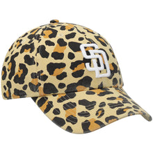 Load image into Gallery viewer, (Women) San Diego Padres '47 Brand MLB Clean Up Adjustable Cap Hat Leopard Crown/Visor White Logo