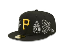Load image into Gallery viewer, Pittsburgh Pirates New Era MLB 59FIFTY 5950 Fitted Cap Hat Black Crown/Visor Yellow Logo (Paisley)