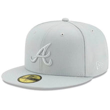 Load image into Gallery viewer, Atlanta Braves New Era MLB 59FIFTY 5950 Fitted Cap Hat Medium Silver (Light Gray) Crown/Visor Medium Silver (Light Gray) Logo (Color Pack)