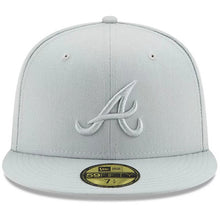 Load image into Gallery viewer, Atlanta Braves New Era MLB 59FIFTY 5950 Fitted Cap Hat Medium Silver (Light Gray) Crown/Visor Medium Silver (Light Gray) Logo (Color Pack)