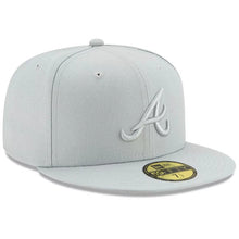 Load image into Gallery viewer, Atlanta Braves New Era MLB 59FIFTY 5950 Fitted Cap Hat Medium Silver (Light Gray) Crown/Visor Medium Silver (Light Gray) Logo (Color Pack)