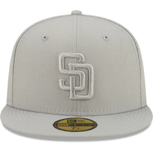 Load image into Gallery viewer, San Diego Padres New Era MLB 59FIFTY 5950 Fitted Cap Hat Medium Silver (Light Gray) Crown/Visor Medium Silver (Light Gray) Logo (Color Pack)