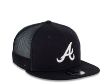 Load image into Gallery viewer, Atlanta Braves New Era MLB 9FIFTY 950 Mesh Trucker Snapback Cap Hat Navy Crown/Visor White Logo