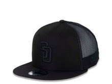 Load image into Gallery viewer, San Diego Padres New Era MLB 9FIFTY 950 Mesh Trucker Snapback Cap Hat Black Crown/Visor Black Logo