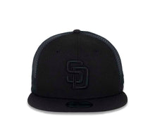 Load image into Gallery viewer, San Diego Padres New Era MLB 9FIFTY 950 Mesh Trucker Snapback Cap Hat Black Crown/Visor Black Logo