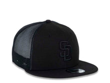 Load image into Gallery viewer, San Diego Padres New Era MLB 9FIFTY 950 Mesh Trucker Snapback Cap Hat Black Crown/Visor Black Logo