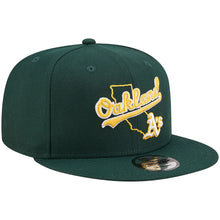 Load image into Gallery viewer, Oakland Athletics New Era MLB 9FIFTY 950 Snapback Cap Hat Green Crown/Visor Team Color Logo (Logo State)