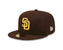 Load image into Gallery viewer, San Diego Padres New Era MLB 59FIFTY 5950 Fitted Cap Hat Dark Brown Crown/Visor Team Color Logo State Map Side Patch (City Side)