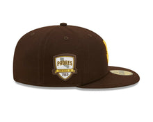 Load image into Gallery viewer, San Diego Padres New Era MLB 59FIFTY 5950 Fitted Cap Hat Dark Brown Crown/Visor Team Color Logo State Map Side Patch (City Side)