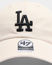 Load image into Gallery viewer, Los Angeles Dodgers '47 Brand MLB Clean Up Adjustable Cap Hat Natural White Crown/Visor Black Logo