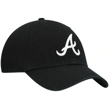 Load image into Gallery viewer, Atlanta Braves '47 MLB Clean Up Adjustable Cap Hat Black Crown/Visor White Logo