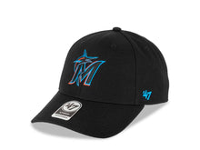 Load image into Gallery viewer, Miami Marlins '47 Brand MLB MVP Adjustable Cap Hat Black Crown/Visor Team Color Logo