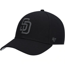 Load image into Gallery viewer, San Diego Padres '47 MLB MVP Adjustable Cap Hat Black Crown/Visor Dark Gray Logo