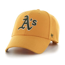 Load image into Gallery viewer, Oakland Athletics '47 Brand MLB MVP Adjustable Cap Hat Gold Crown/Visor Dark Green/White Logo
