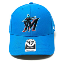 Load image into Gallery viewer, Miami Marlins '47 Brand MLB MVP Adjustable Cap Hat Snapshot Blue Crown/Visor Team Color Logo