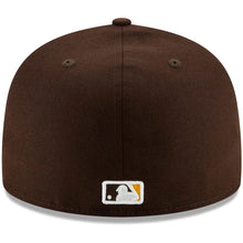 Load image into Gallery viewer, San Diego Padres New Era MLB 59FIFTY 5950 Fitted Cap Hat Brown Crown/Visor Yellow Logo Jackie Robinson Day Side Patch