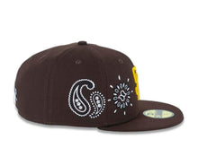 Load image into Gallery viewer, San Diego Padres New Era MLB 59FIFTY 5950 Fitted Cap Hat Brown Crown/Visor Yellow Logo (Paisley)