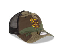 Load image into Gallery viewer, San Diego Padres New Era MLB 9TWENTY 920 Mesh Trucker Adjustable Cap Hat Camo/Black Crown/Visor Brown/Yellow Logo