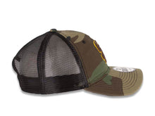 Load image into Gallery viewer, San Diego Padres New Era MLB 9TWENTY 920 Mesh Trucker Adjustable Cap Hat Camo/Black Crown/Visor Brown/Yellow Logo