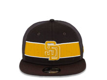Load image into Gallery viewer, San Diego Padres New Era MLB 9FIFTY 950 Tonal Band Mesh Trucker Snapback Cap Hat Brown Crown/Visor Yellow/White Logo
