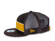Load image into Gallery viewer, San Diego Padres New Era MLB 9FIFTY 950 Tonal Band Mesh Trucker Snapback Cap Hat Brown Crown/Visor Yellow/White Logo