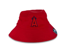 Load image into Gallery viewer, Los Angeles Anaheim Angels New Era MLB Bucket Cap Hat Red Crown/Visor Red/Navy Logo (2022 Batting Practice)