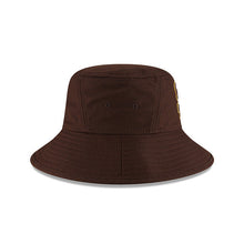Load image into Gallery viewer, San Diego Padres New Era MLB Bucket Cap Hat Dark Brown Crown/Visor Yellow Logo (2022 Batting Practice)