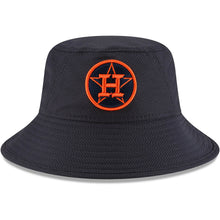 Load image into Gallery viewer, Houston Astros New Era MLB Bucket Cap Hat Navy Crown/Visor Orange Logo (2022 Batting Practice)