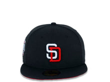 Load image into Gallery viewer, San Diego Padres New Era MLB 59FIFTY 5950 Fitted Cap Hat Black Crown/Visor White/Red Logo 2016 All-Star Game Side Patch Red UV